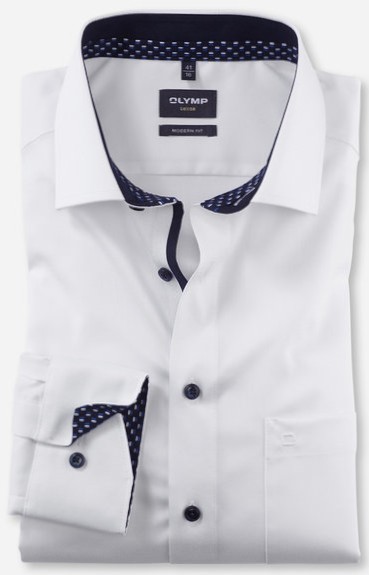 Business -und Freizeithemd in weiß mit feinem Muster