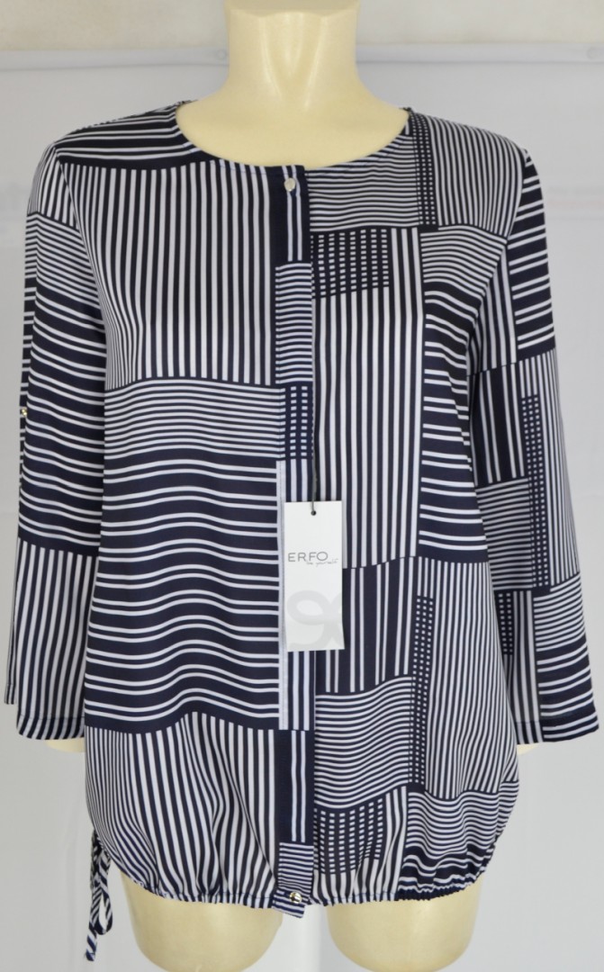 3/4 Arm Blus marine-weiß