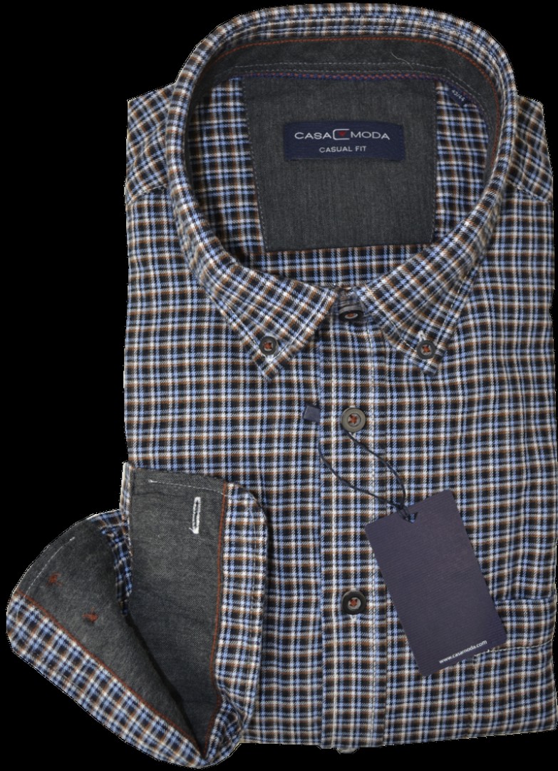 1/1 Arm Flanellhemd in braun fein kariert