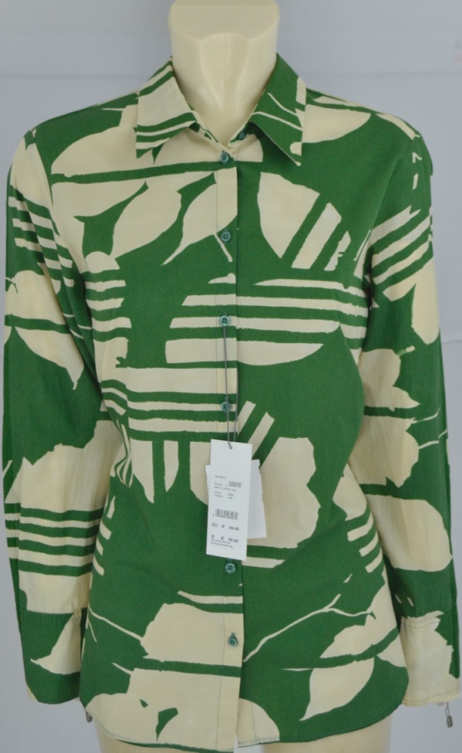 1/1 Arm Bluse in allover gemustert mit grün