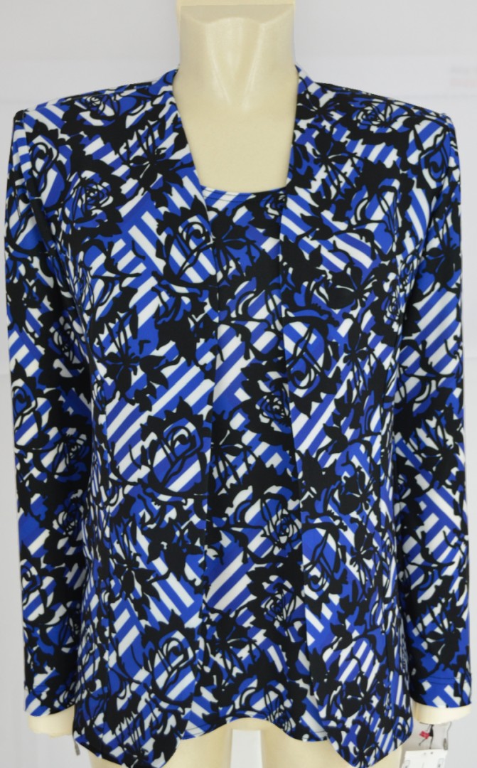 Twin-Set in mehrfarbig gemustert mit royal blau