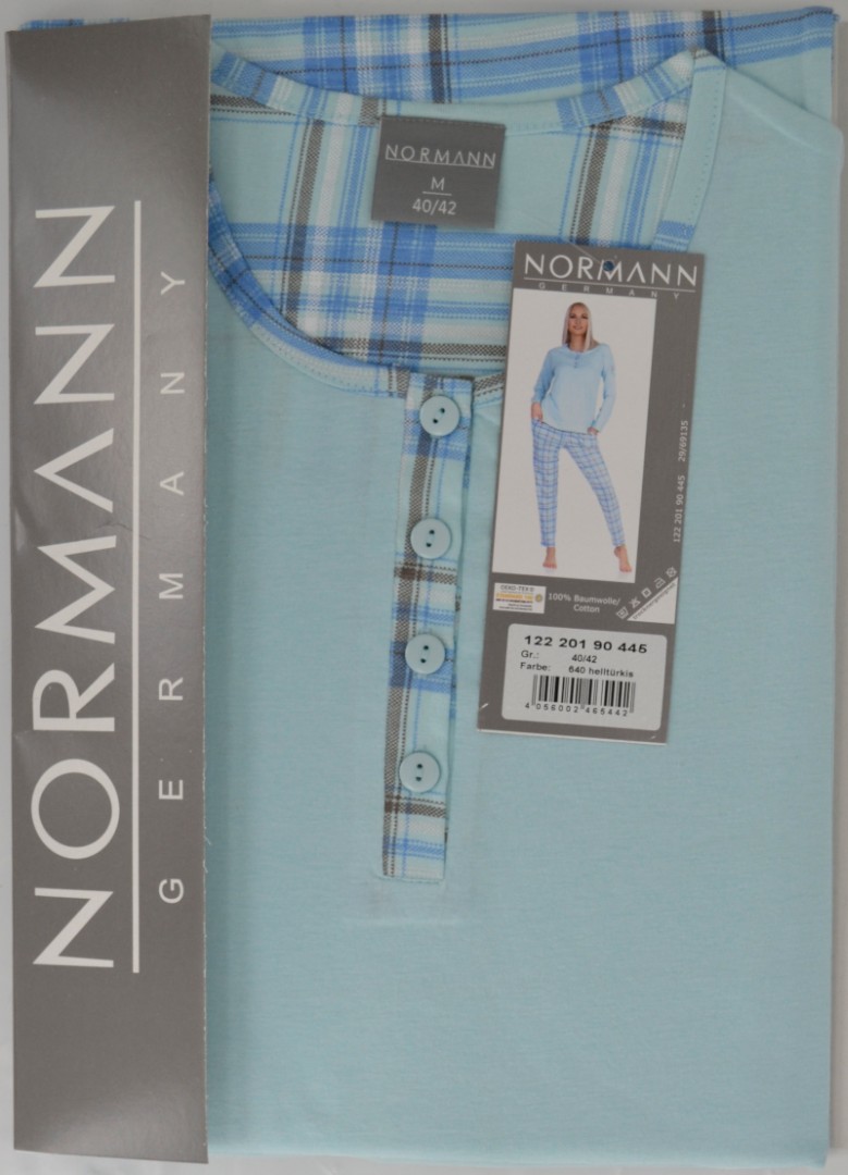 1/1 Arm Pyjama in helltürkis gemustert