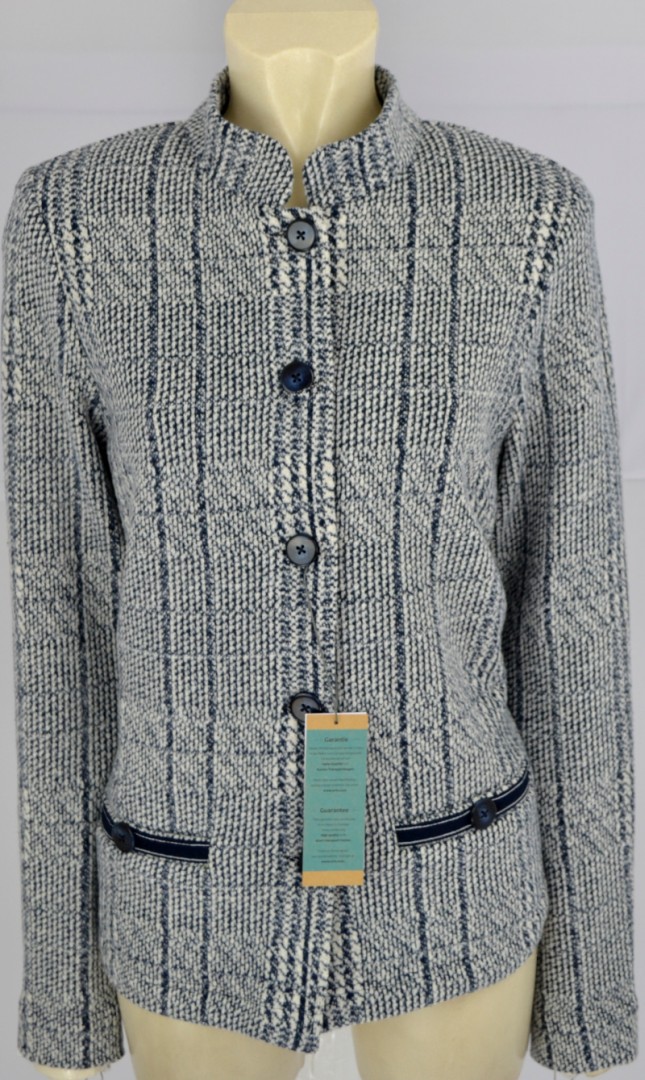 Blazer Jacke in dezent kariert mit marine-blau