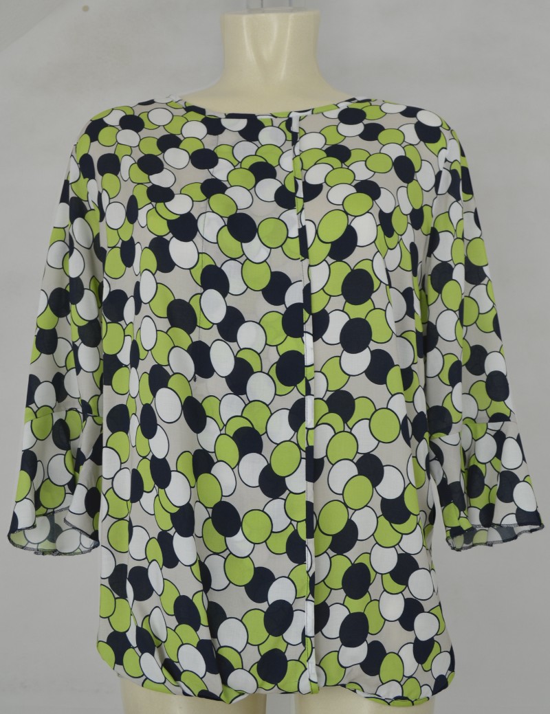 3/4 Arm Blusen-Shirt mit rundem Ausschnitt