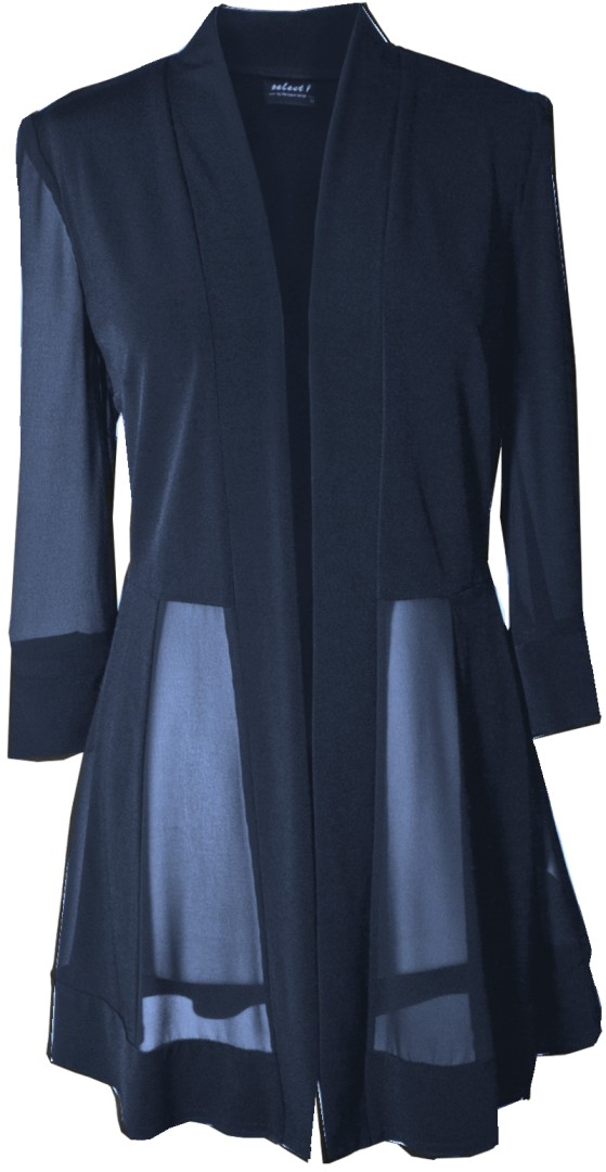 Längere leichte Chiffon und Jersey Jacke in marine blau