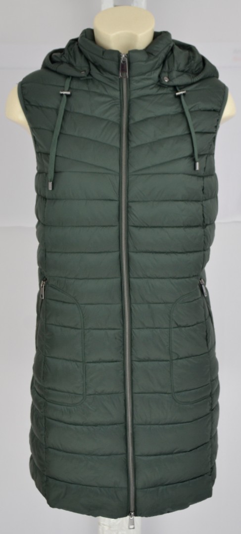 Warme Kapuzen Steppweste in bottle green