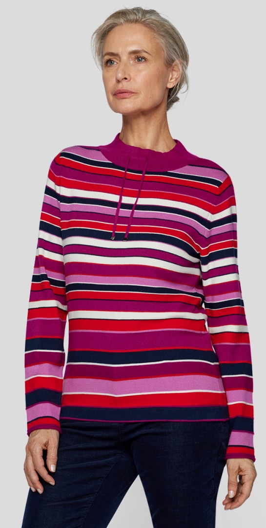 Pulli mit Stehbund in mehrfarbig gemustert mit wildbeere-Cop