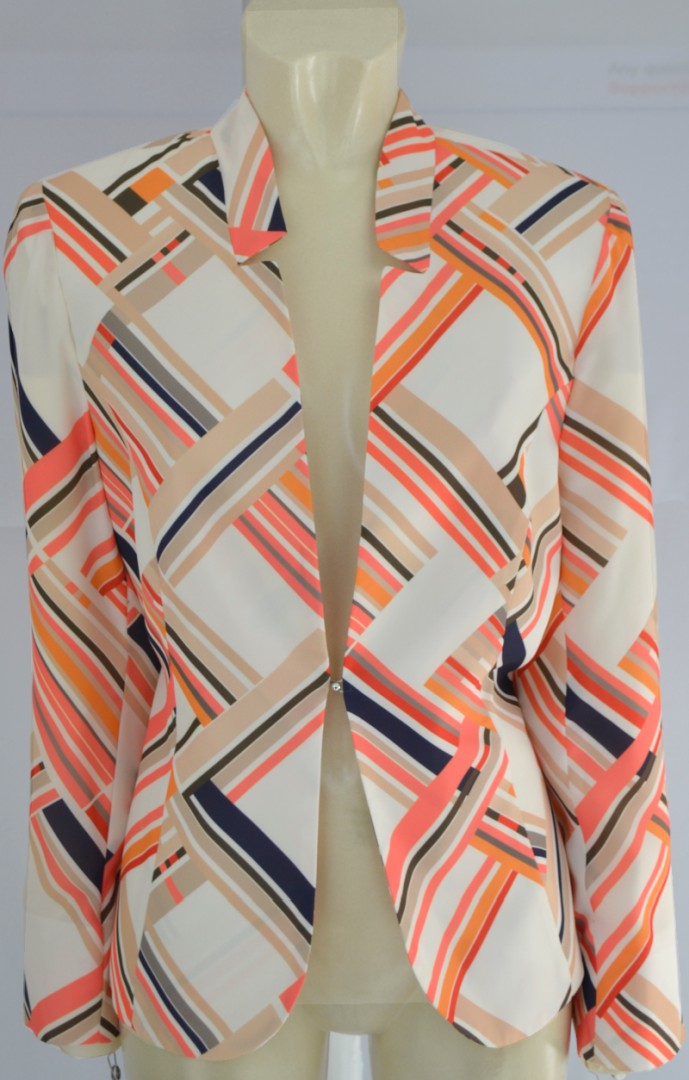 Blazer Jacke in mehrfarbig retro gemustert mit orange