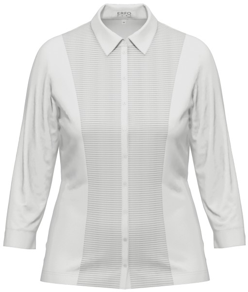 3/4 Arm Jersey Bluse mit Biesen in weiß