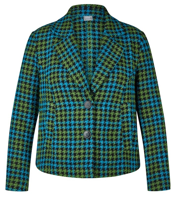 Leichte Blazer-Jacke in petrol-grün kariert