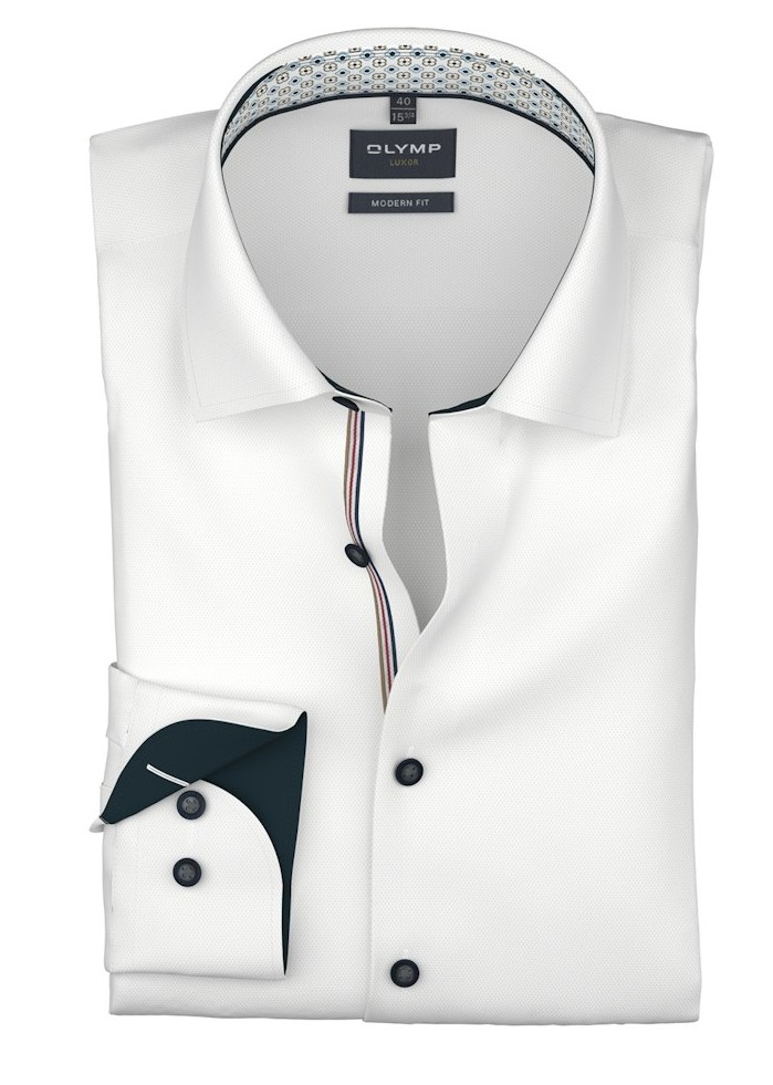 Business Hemd in weiß mit sehr feiner Struktur und Ausschmüc