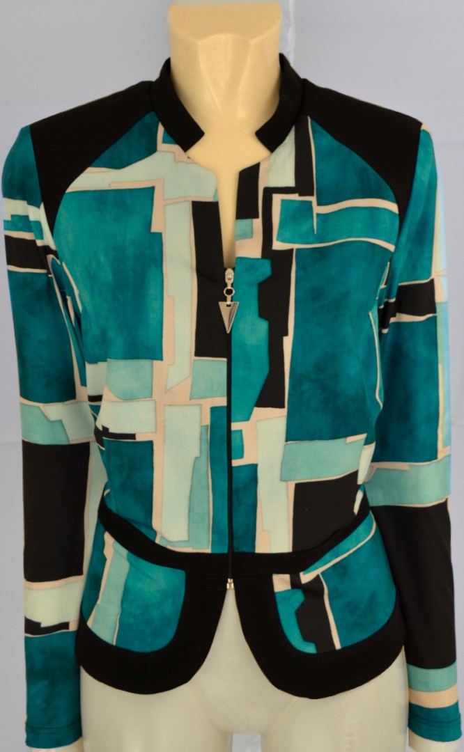 Elegante Jacke in mehrfarbig gemustert mit schwarz