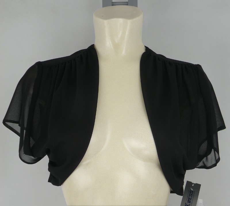 Kurzer Bolero aus Chiffon mit 14/4 Arm in schwarz