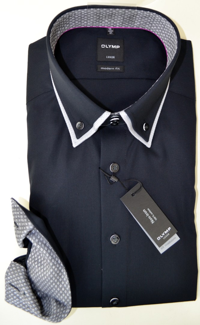 Modern Fit Business Hemd in schwarz mit Ausschmückung