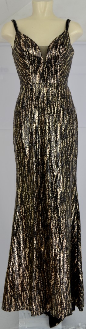 Ballkleid lang in brown-black-gold