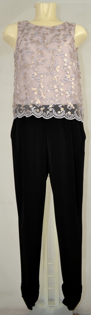 Jumpsuit in black-beige