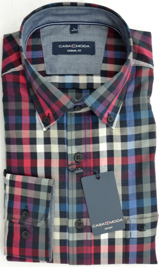 1/1 Arm Freizeithemd in fein kariert mit rot