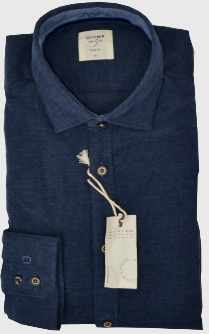 1/1 Arm Feincordhemd in enzianblau