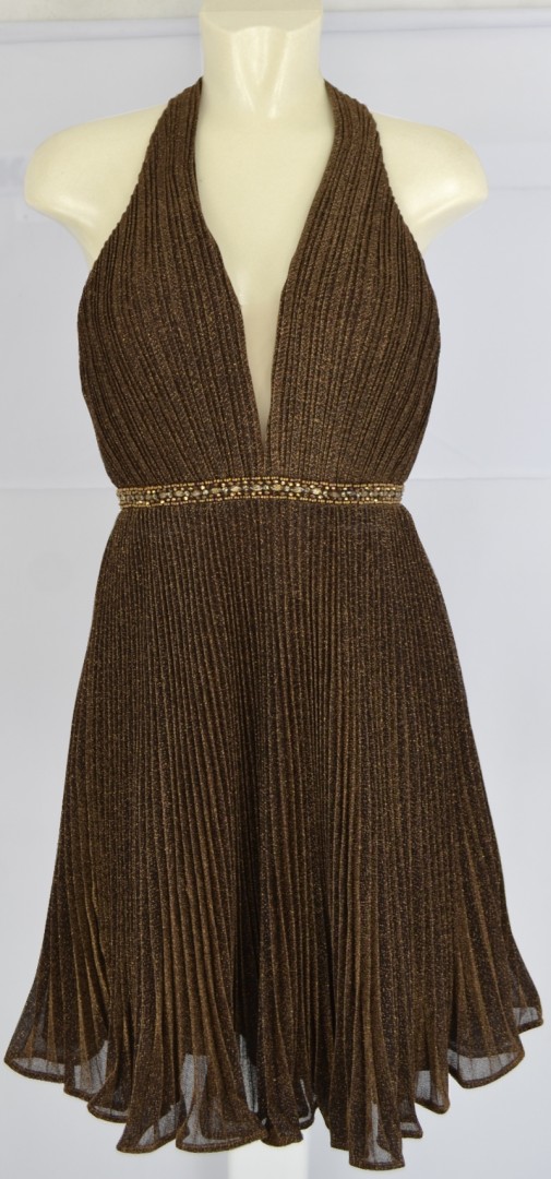 Cocktailkleid in brown-gold mit Glanz