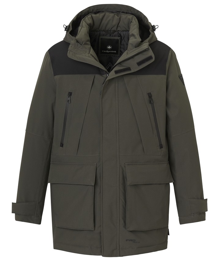 Warme Steppjacke mit Funktion in oliv-schwarz