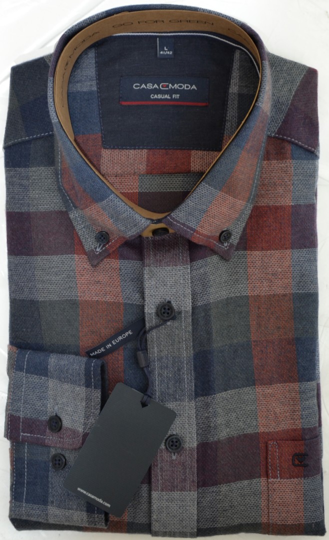 1/1 Arm Flanell Freizeithemd in mehrfarbig kariert