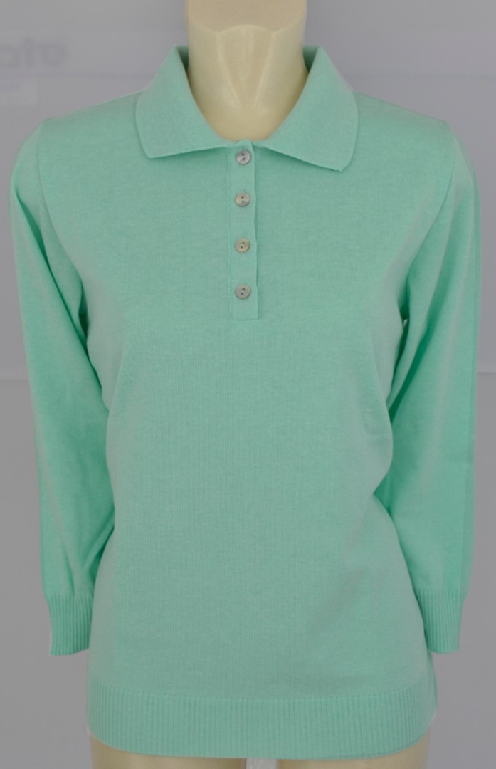 Pullover mit Kragen in hell grün