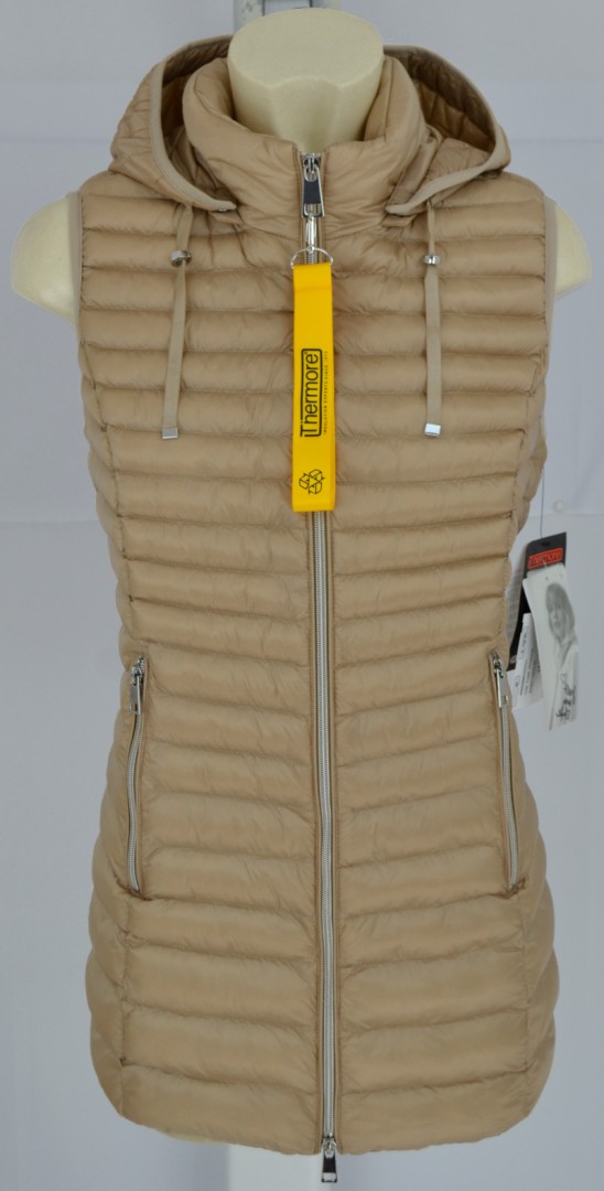 Kapuzen Long-Steppweste in sand