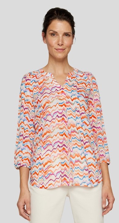 3/4 Arm Blusen-Shirt in mehrfarbig gemustert