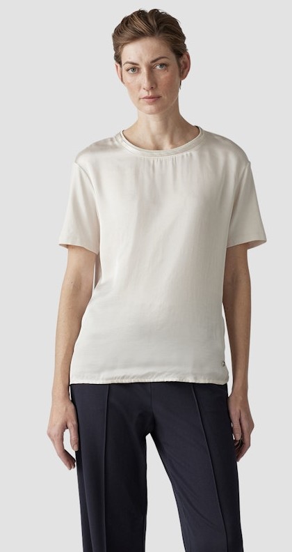 1/2 Arm Shirt in uni elfenbein mit Glanz