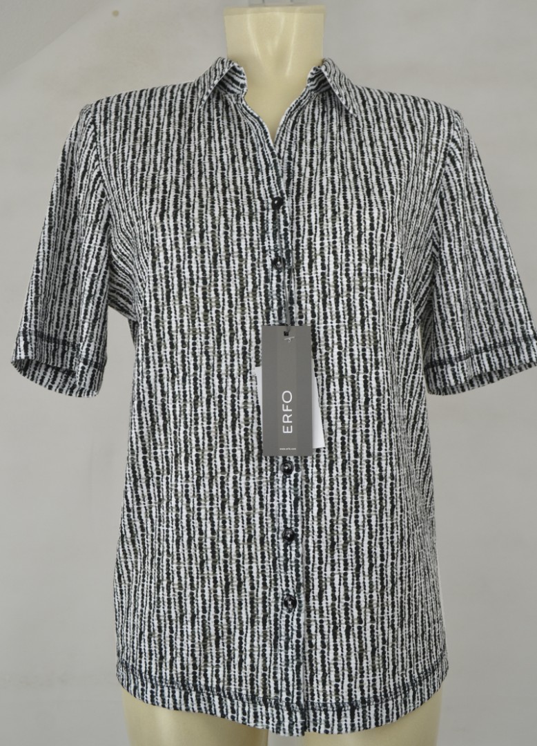 1/2 Arm Bluse in schwarz-grau-weiß