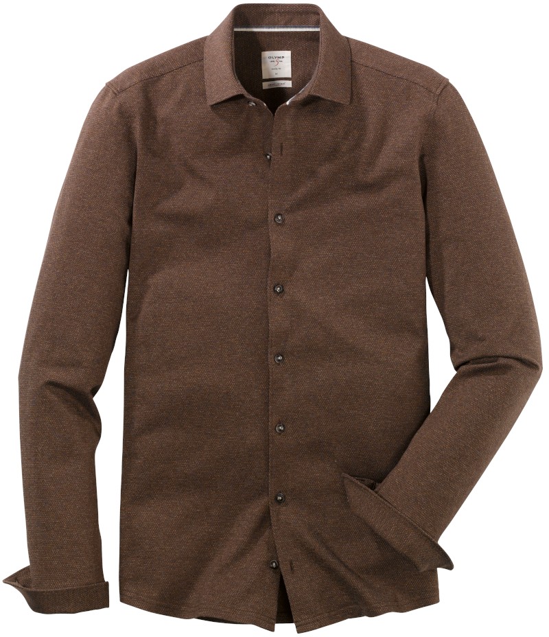 1/1 Arm  Jersey Freizeithemd in braun meliert